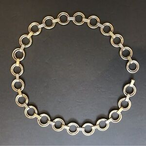 Vintage Gold and Silver Circle Belt, Hook Clasp Makes it Adjustable, Slinky